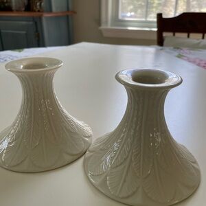 Lenox Cream Floral Embossed Candle Holders